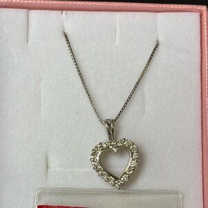 Natural Diamond Heart Platinum Necklace 0.560ct